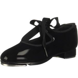NEW IN BOX! Capezio girls Jr. Tyette Tap Shoe Black Patent, 10.5 M US Little Kid